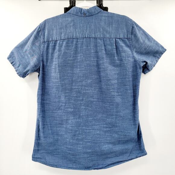 Hurley One and Only 2.0 Blue Classic Fit Woven Button-Up Short-Sleeve Shirt Sz M - Picture 2 of 9